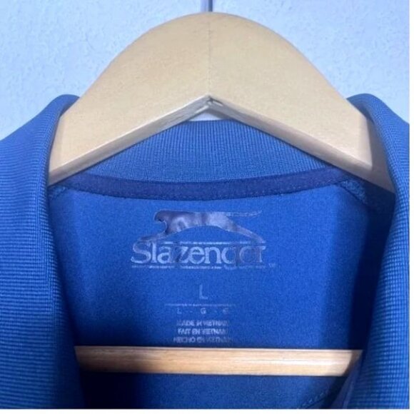 Slazenger Mens Large Blue Striped Polo Shirt Size Large - Picture 4 of 7